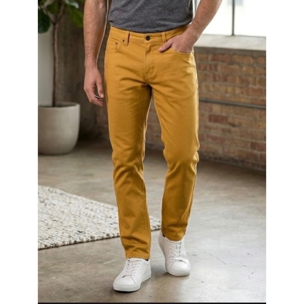 Scott James‎ Mens Slim Fit Mustard Yellow Five Pocket Pants 34x32